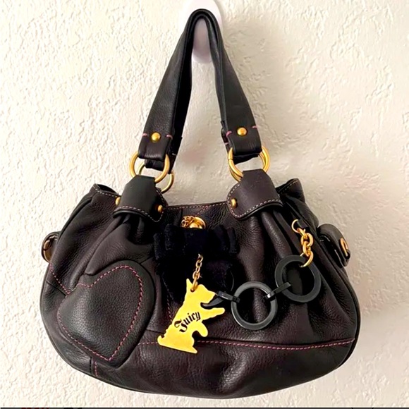 Juicy Couture Handbags - Juicy Couture Y2K Scotty Black Leather Small Handbag